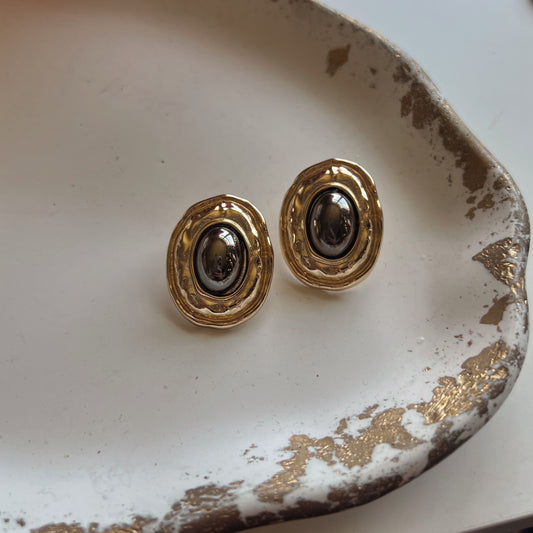 Oval Double Metal Earrings